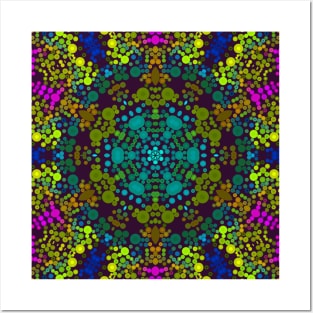 Dot Mandala Flower Blue Yellow and Pink Posters and Art